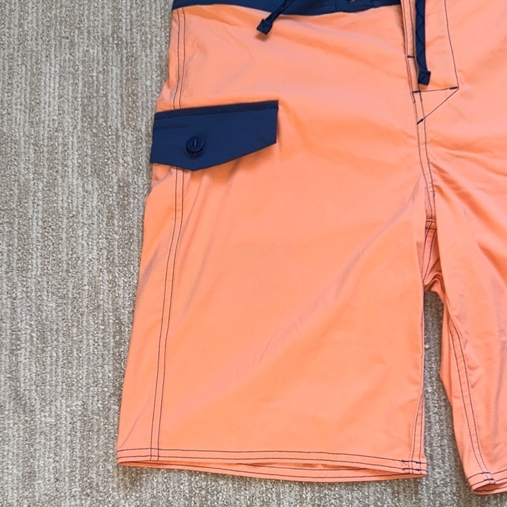 Patagonia Mens 31 Orange Patchwork Stretch Wavefarer Boardshorts Swim Surf Short - Picture 4 of 10